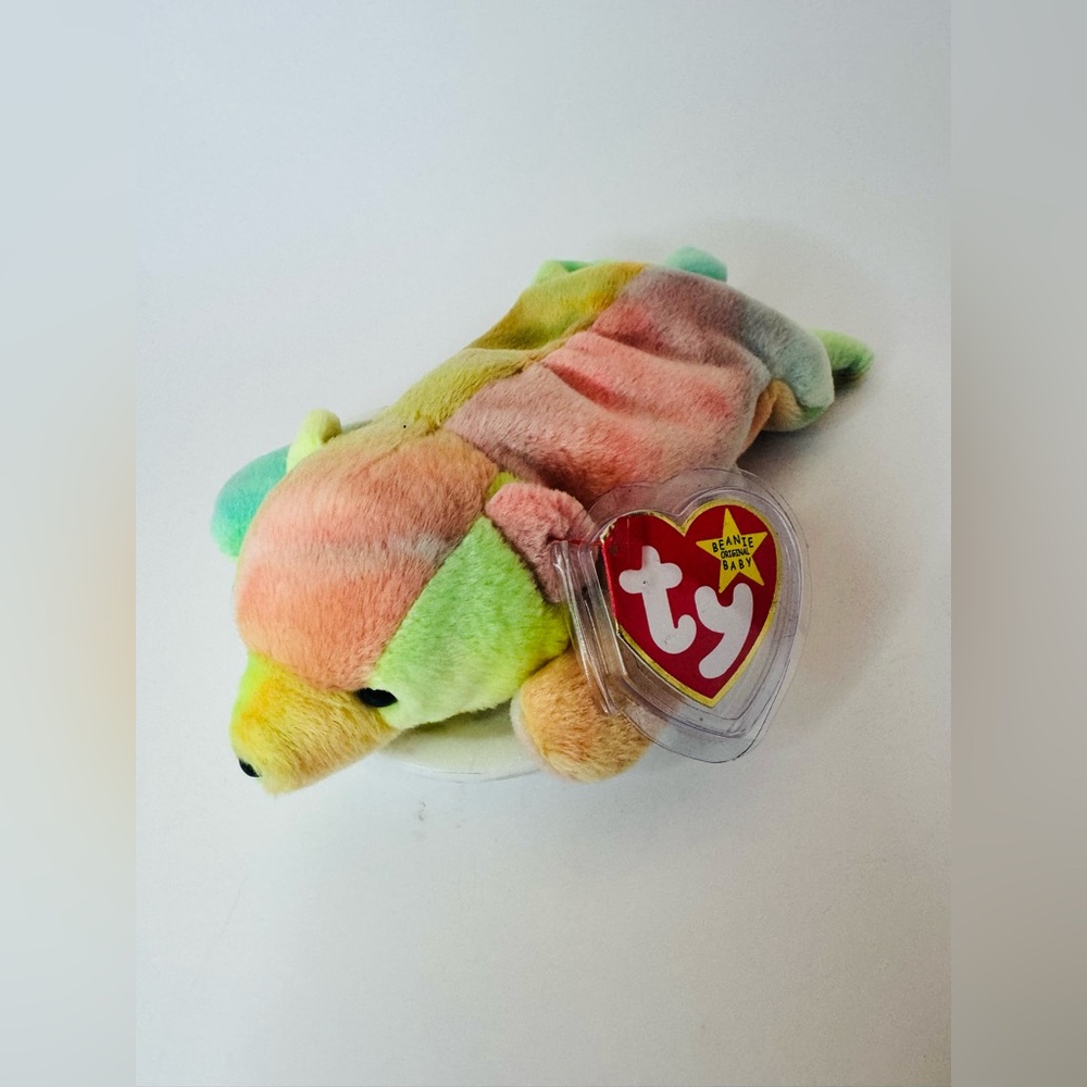 🌈 TY Vintage Beanie Baby “Sammy” 1998 Pastel Rainbow Bear Plush